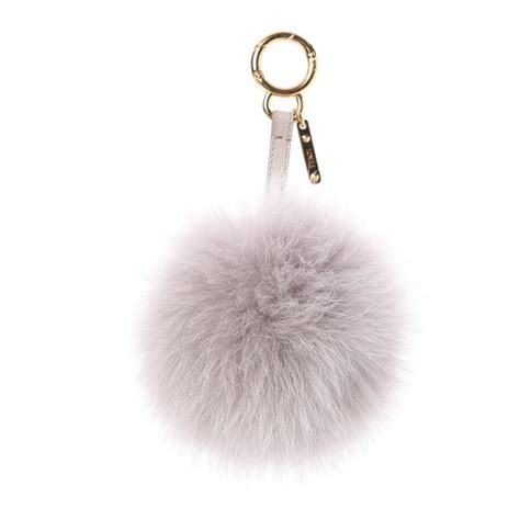 fendi purse pom pom|FENDI Fox Fur Vitello Elite Pom Pom Bag Charm Grigio.